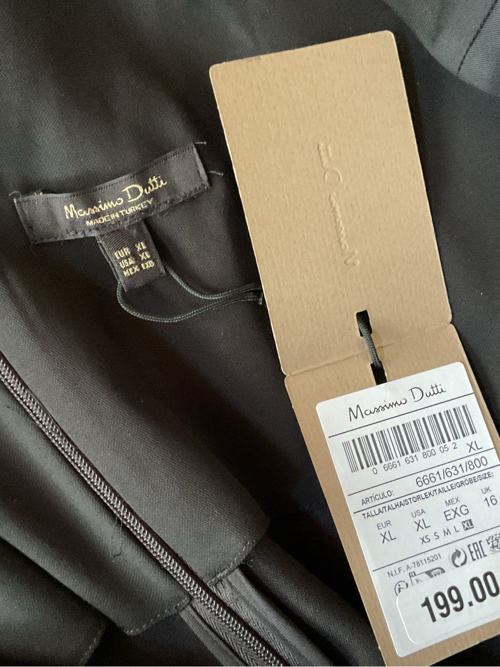 Massimo Dutti Casual Style Black V-Neck Midi Dress with Strap. Size XL - Picture 13 of 13